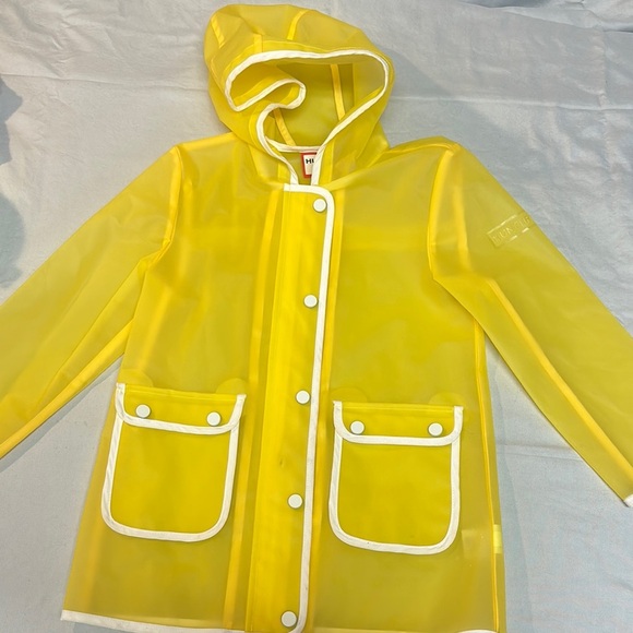 Hunter Yellow Raincoat with White Trim and Hood - Picture 1 of 5